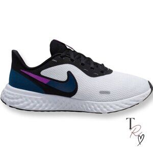 Nike Revolution 5 Women's Size 9 Running Shoes Sneakers White Blue Black Purple